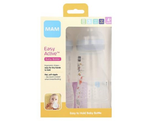 MAM, Easy Active, Baby Bottle, 4+ Months, 2 Count MAM, Easy Active, Baby Bottle, 4+ Months, 2 Count