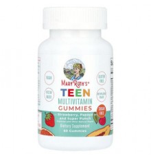 MaryRuth's, Teen Multivitamin Gummies, Sugar Free, Strawberry, Papaya and Super Punch, 60 Gummies
