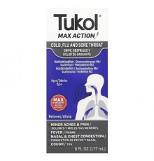 Tukol, Max Action, Cold, Flu and Sore Throat, Ages 12+, 6 fl oz (177 ml)