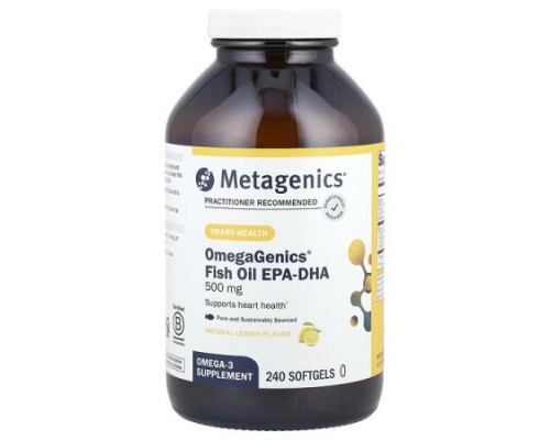 Metagenics, OmegaGenics®, Fish Oil EPA-DHA, Natural Lemon, 500 mg, 240 Softgels