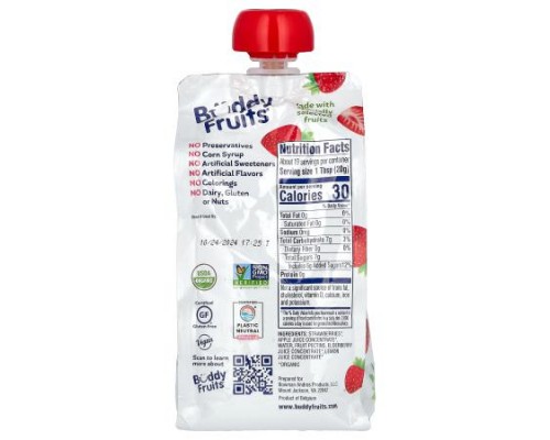 Buddy Fruits, Organic Fruit Spread, Strawberry, 13 oz (370 g) Buddy Fruits, Organic Fruit Spread, Strawberry, 13 oz (370 g)