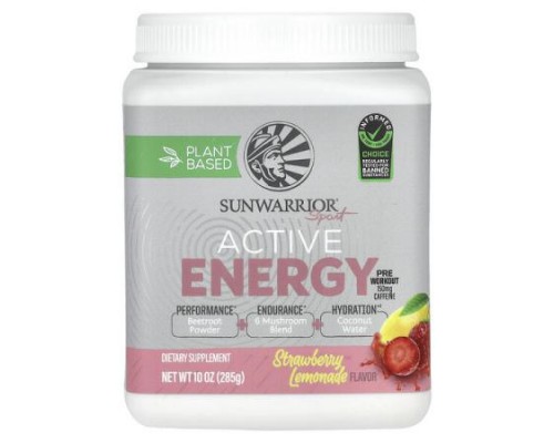 Sunwarrior, Sport, Active Energy Preworkout, Strawberry Lemonade, 10 oz (285 g)