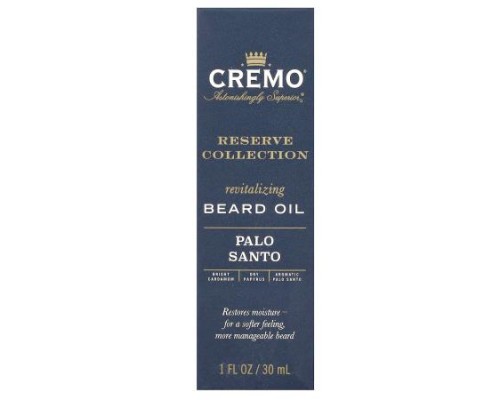 Cremo, Reserve Collection, Revitalizing Beard Oil, Palo Santo, 1 fl oz (30 ml) Cremo, Reserve Collection, Revitalizing Beard Oil, Palo Santo, 1 fl oz (30 ml)