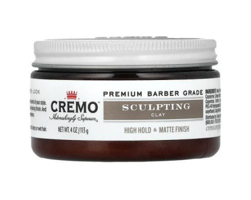 Cremo, Premium Barber Grade Sculpting Clay, High Hold & Matte Finish, 4 oz (113 g)