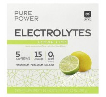 Dr. Mercola, Pure Power, Electrolytes, Lemon Lime, 30 Packets, 0.28 oz (8 g) Each