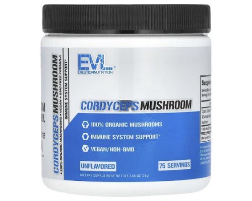 EVLution Nutrition, Cordyceps Mushroom, Unflavored, 2.65 oz (75 g) EVLution Nutrition, Cordyceps Mushroom, Unflavored, 2.65 oz (75 g)