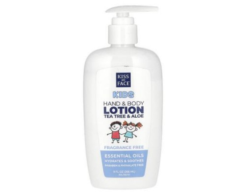 Kiss My Face, Kids, Hand & Body Lotion, Tea Tree & Aloe, Fragrance Free, 9 fl oz (266 ml) Kiss My Face, Kids, Hand & Body Lotion, Tea Tree & Aloe, Fragrance Free, 9 fl oz (266 ml)