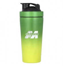 MuscleTech, Shaker Bottle, Stainless Steel, Green/Yellow, 25 oz (739 ml)