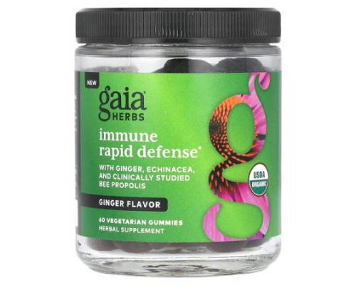 Gaia Herbs, Immune Rapid Defense, Ginger, 60 Vegetarian Gummies