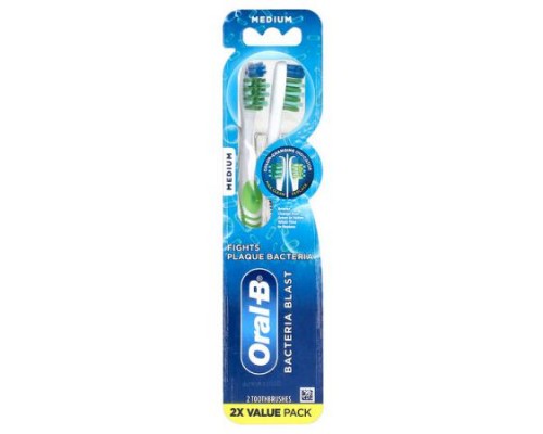 Oral-B, Bacteria Blast Toothbrush, Medium, 2 Toothbrushes