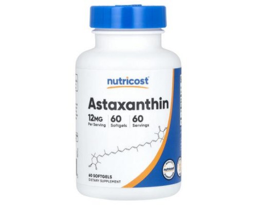 Nutricost, Astaxanthin, 12 mg, 60 Softgels