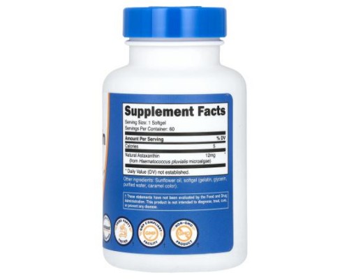 Nutricost, Astaxanthin, 12 mg, 60 Softgels