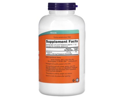 NOW Foods, Potassium Gluconate Pure Powder, 1 lb (454 g)