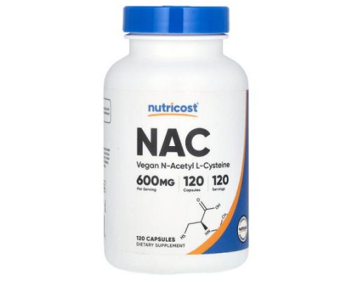 Nutricost, NAC, Vegan N-Acetyl L-Cysteine, 600 mg, 120 Capsules
