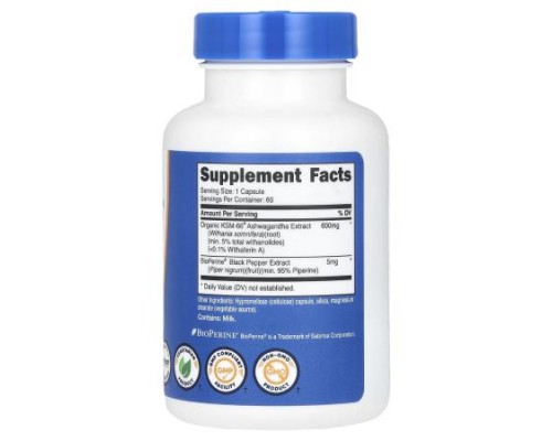 Nutricost, KSM-66, Ashwagandha Root Extract, 600 mg, 60 Capsules