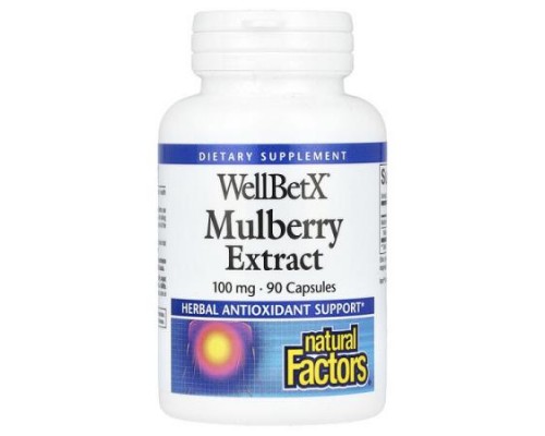 Natural Factors, WellBetX, Mulberry Extract, 100 mg, 90 Capsules Natural Factors, WellBetX, Mulberry Extract, 100 mg, 90 Capsules