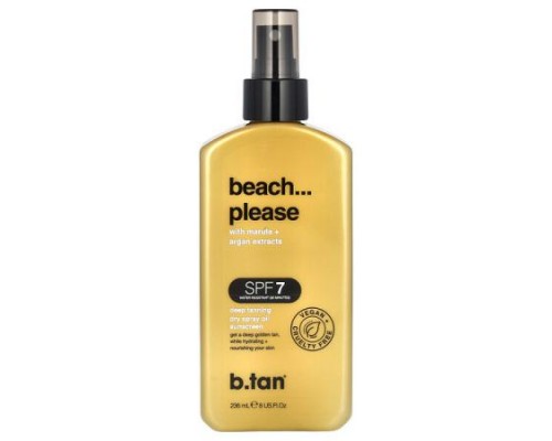 b.tan, Beach...Please, Dry Spray Oil Sunscreen, SPF 7, Deep Tanning, 8 fl oz (236 ml) b.tan, Beach...Please, Dry Spray Oil Sunscreen, SPF 7, Deep Tanning, 8 fl oz (236 ml)