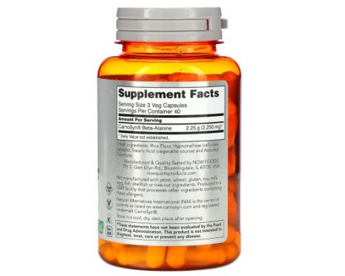 NOW Foods, Sports, Beta-Alanine, Endurance, 750 mg, 120 Veg Capsules NOW Foods, Sports, Beta-Alanine, Endurance, 750 mg, 120 Veg Capsules