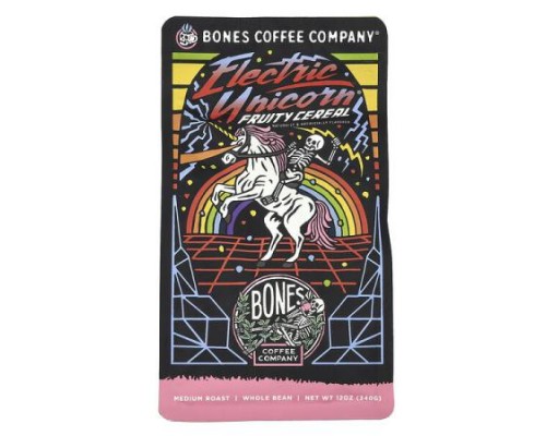 Bones Coffee Company, Electric Unicorn, Fruity Cereal, Whole Bean, Medium Roast, 12 oz (340 g) Bones Coffee Company, Electric Unicorn, Fruity Cereal, Whole Bean, Medium Roast, 12 oz (340 g)