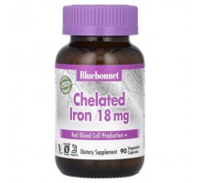 Bluebonnet Nutrition, Chelated Iron, 18 mg, 90 Vegetable Capsules