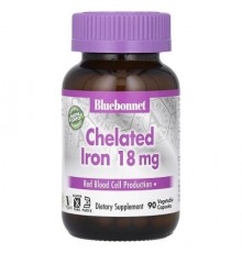 Bluebonnet Nutrition, Chelated Iron, 18 mg, 90 Vegetable Capsules
