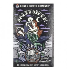 Bones Coffee Company, Salty Siren, Coffee Cups, Sea Salted Caramel Mocha, 12 Cups, 0.35 oz (10 g) Each