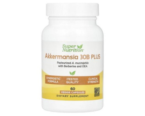 Super Nutrition, Akkermansia 30B PLUS with Berberine Phospholipid Matrix, and OEA, 60  Veggie Capsules