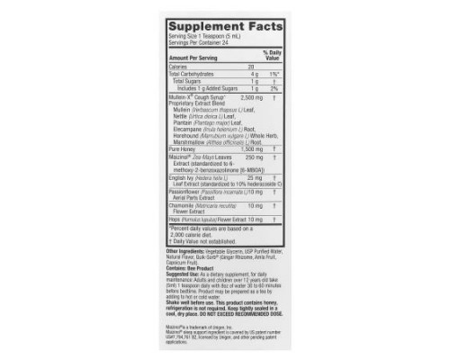 Nature's Answer, Natural Mullein-X Cough Syrup PM, Nighttime , 4 fl oz (120 ml)