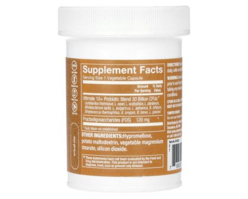 The Vitamin Shoppe, Ultimate 10+ Probiotics, 30 Billion CFU, 60 Vegetable Capsules