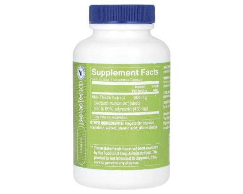 The Vitamin Shoppe, Double Strength Milk Thistle Extract, 600 mg, 100 Vegetable Capsules