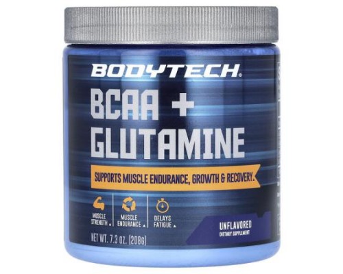 BodyTech, BCAA + Glutamine, Unflavored, 7.3 oz (208 g)