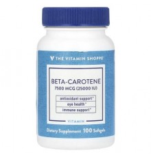 The Vitamin Shoppe, Beta-Carotene , 7,500 mcg (25,000 IU), 100 Softgels