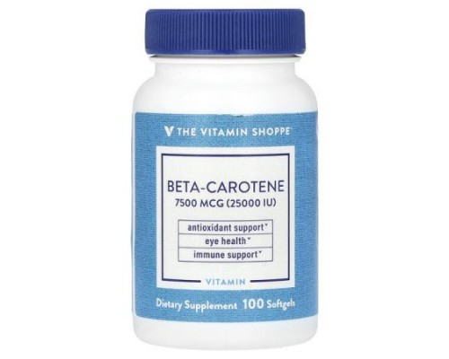 The Vitamin Shoppe, Beta-Carotene , 7,500 mcg (25,000 IU), 100 Softgels The Vitamin Shoppe, Beta-Carotene , 7,500 mcg (25,000 IU), 100 Softgels