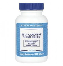 The Vitamin Shoppe, Beta-Carotene, 7,500 mcg (25,000 IU), 300 Softgels