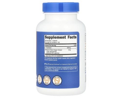 Nutricost, L-Tryptophan, 500 mg, 120 Capsules Nutricost, L-Tryptophan, 500 mg, 120 Capsules