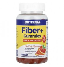 Enzymedica, Fiber+ Gummies, Pre & Probiotic, Blood Orange, 90 Gummies