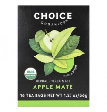 Choice Organic Teas, Herbal Yerba Mate, Apple Mate, 16 Tea Bags, 1.27 oz (36 g)