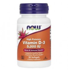 NOW Foods, Vitamin D-3, High Potency, 5,000 IU, 30 Softgels