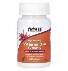 NOW Foods, Vitamin D-3, High Potency, 10,000 IU, 30 Softgels