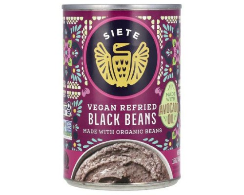 Siete, Vegan Refried Black Beans, 16 oz (454 g)