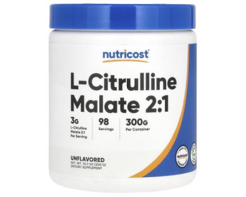 Nutricost, L-Citrulline Malate 2:1, Unflavored, 10.7 oz (300 g) Nutricost, L-Citrulline Malate 2:1, Unflavored, 10.7 oz (300 g)
