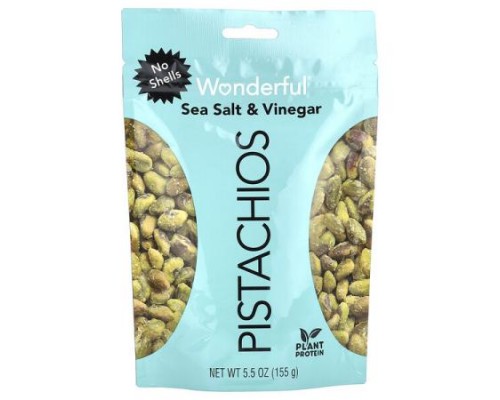 Wonderful Pistachios, Sea Salt & Vinegar, No Shells, 5.5 oz (155 g)
