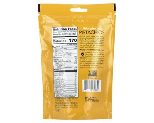 Wonderful Pistachios, Honey Roasted, No Shells, 5.5 oz (155 g)