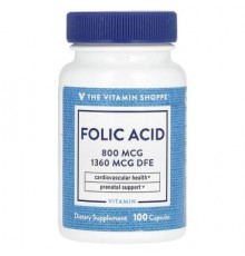 The Vitamin Shoppe, Folic Acid, 800 mcg, 100 Capsules