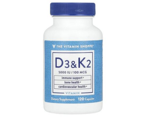 The Vitamin Shoppe, Vitamin D3 & K2, 120 Capsules