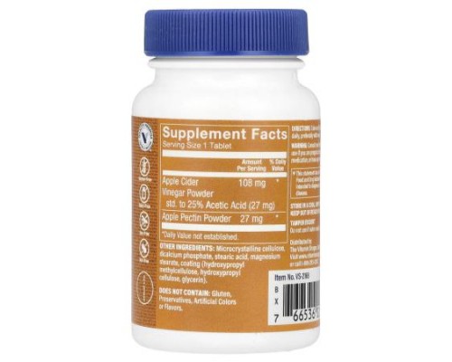 The Vitamin Shoppe, Apple Cider Vinegar With Apple Pectin, 100 Tablets