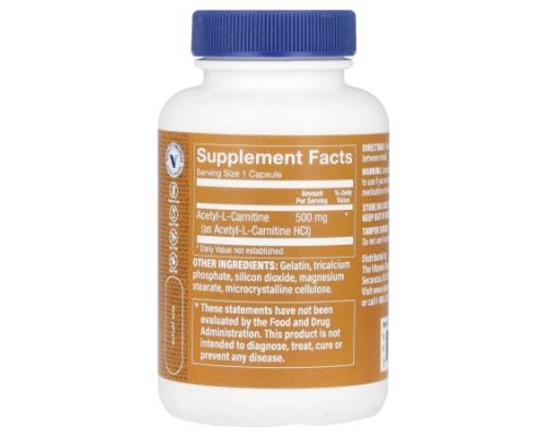 The Vitamin Shoppe, Acetyl L-Carnitine, 500 mg, 60 Capsules The Vitamin Shoppe, Acetyl L-Carnitine, 500 mg, 60 Capsules