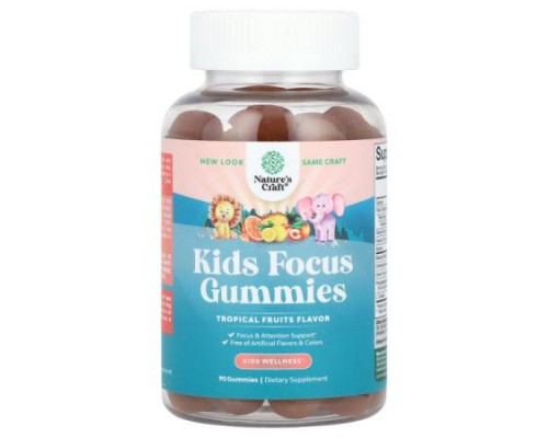 Nature's Craft, Kids Focus Gummies, Tropical Fruits, 90 Gummies Nature's Craft, Kids Focus Gummies, Tropical Fruits, 90 Gummies
