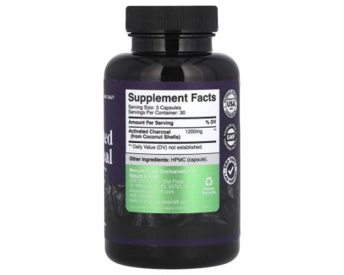 Nature's Craft, Activated Charcoal, 90 Capsules (400 mg per Capsule) Nature's Craft, Activated Charcoal, 90 Capsules (400 mg per Capsule)