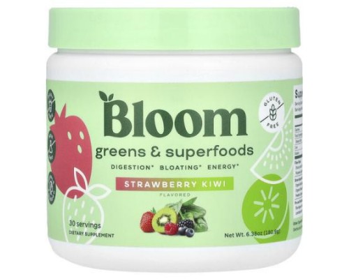 Bloom, Greens & Superfoods, Strawberry Kiwi, 6.38 oz (180.9 g) Bloom, Greens & Superfoods, Strawberry Kiwi, 6.38 oz (180.9 g)